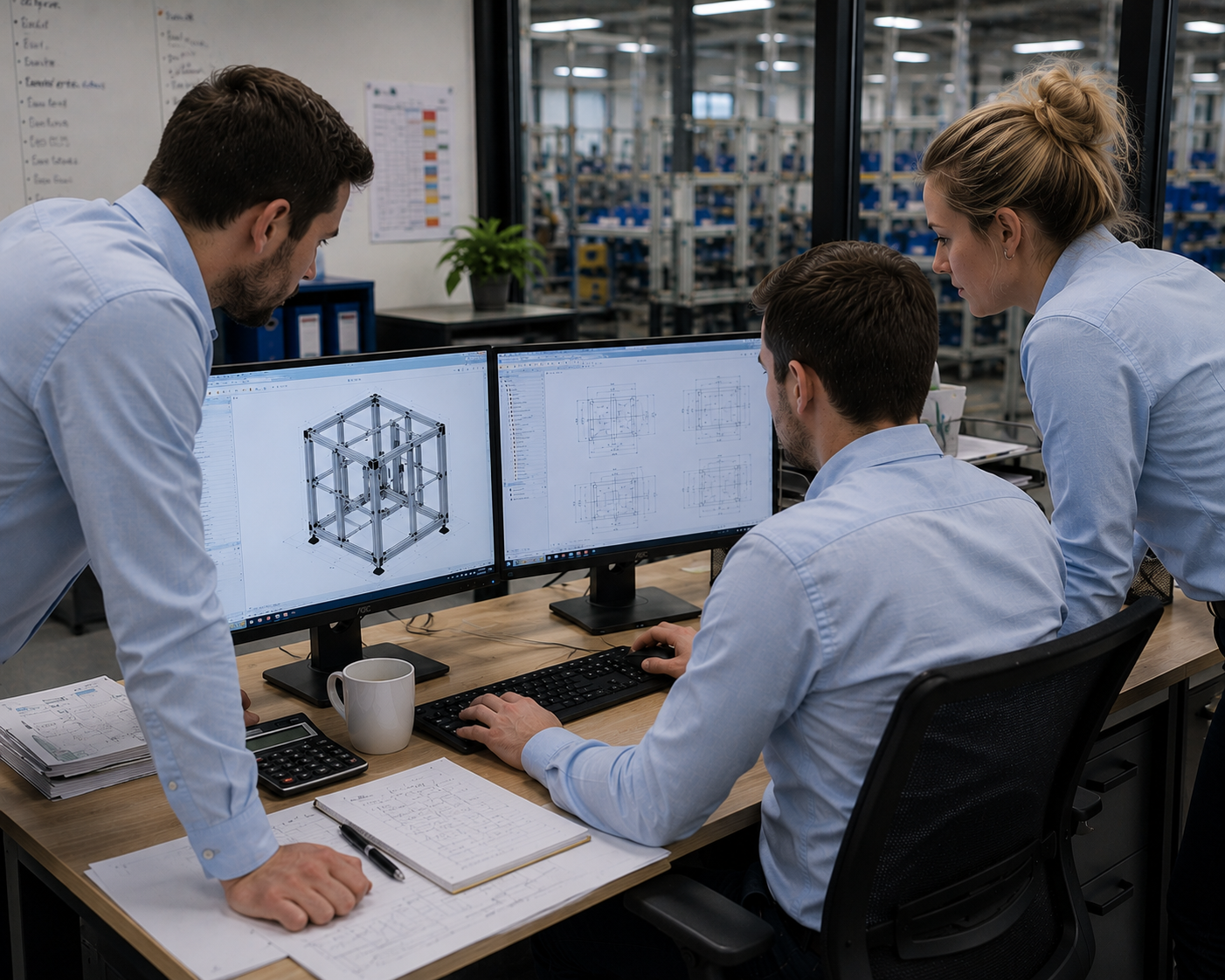 MayTec engineers designing an aluminium profile solution